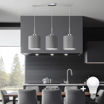 Eglo - Lampadario a sospensione LED TUNJA 3xE27/60W/230V grigio