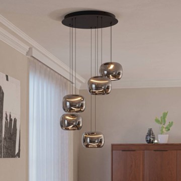 Eglo - Lampadario dimmerabile a sospensione su cavo 5xLED/5,8W/230V nero/fumé