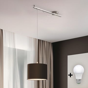 Eglo - Lampadario LED a cavo CALCENA 1xE27/60W/230V cromo/marrone