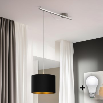 Eglo - Lampadario LED a cavo CALCENA 1xE27/60W/230V cromo/nero