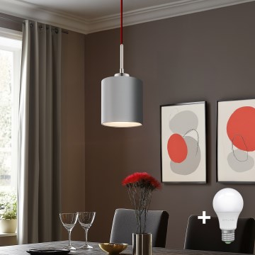 Eglo - Lampadario LED a cavo TUNJA 1xE27/60W/230V grigio