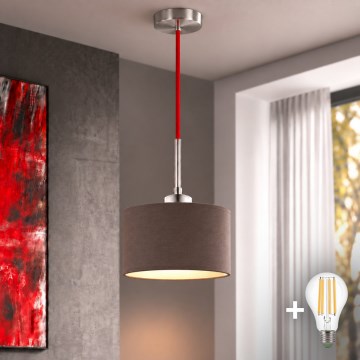 Eglo - Lampadario LED a cavo TUNJA 1xE27/60W/230V Ø 20 cm marrone/rosso