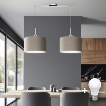 Eglo - Lampadario LED a cavo TUNJA 2xE27/60W/230V taupe