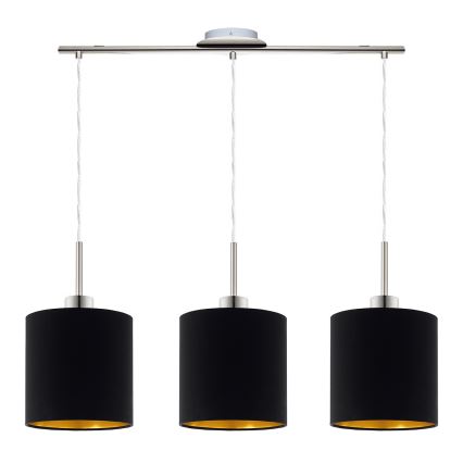 Eglo - Lampadario LED a sospensione TUNJA 3xE27/60W/230V nero