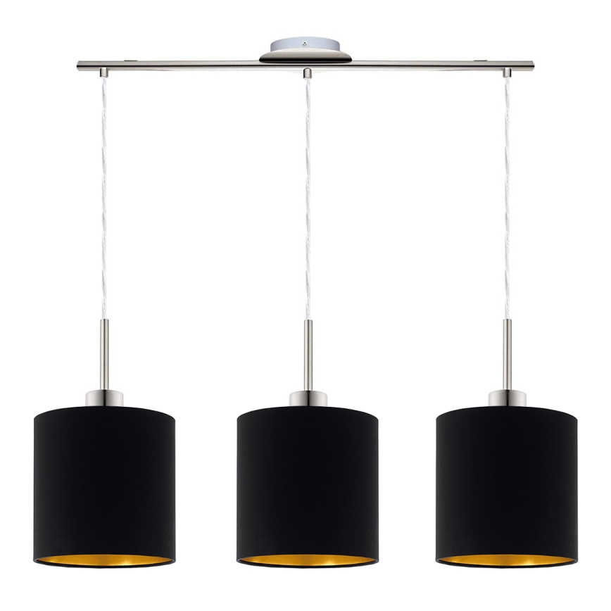 Eglo - Lampadario LED a sospensione TUNJA 3xE27/60W/230V nero