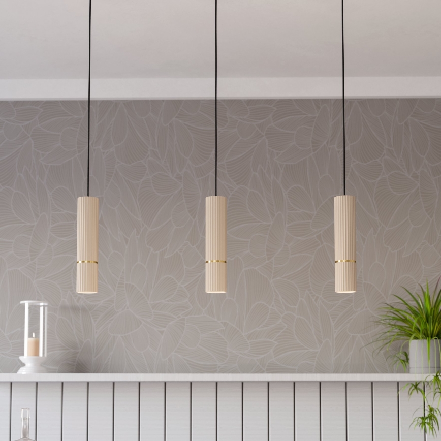 Eglo - Lampadario LED a sospensione con filo 3xGU10/5W/230V 3000K beige