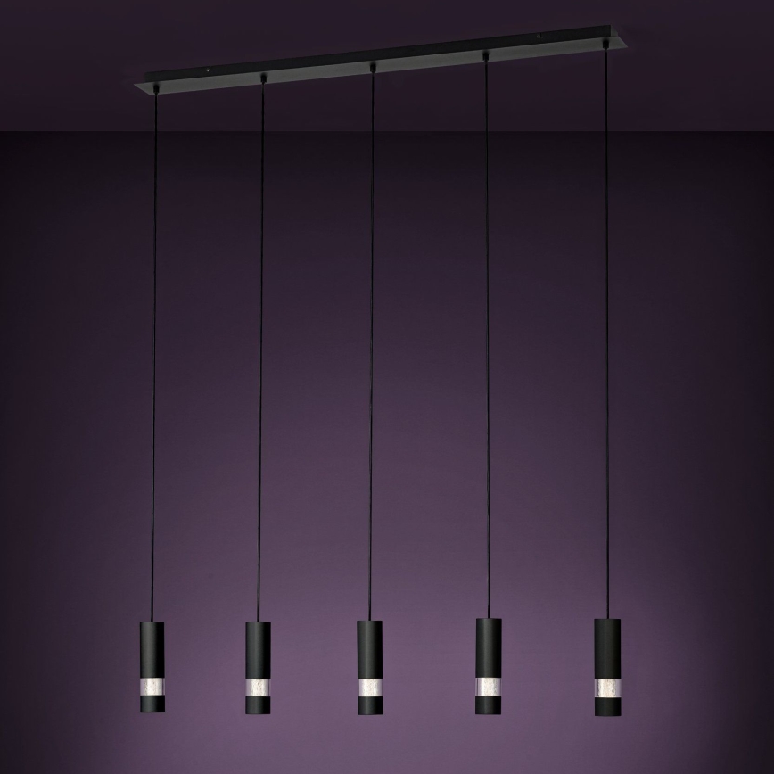 Eglo - Lampadario LED a sospensione con filo 5xGU10/4,6W/230V nero