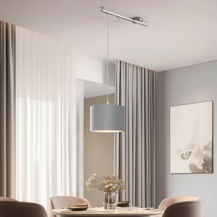 Eglo - Lampadario LED a sospensione con filo CALCENA 1xE27/60W/230V cromo/grigio