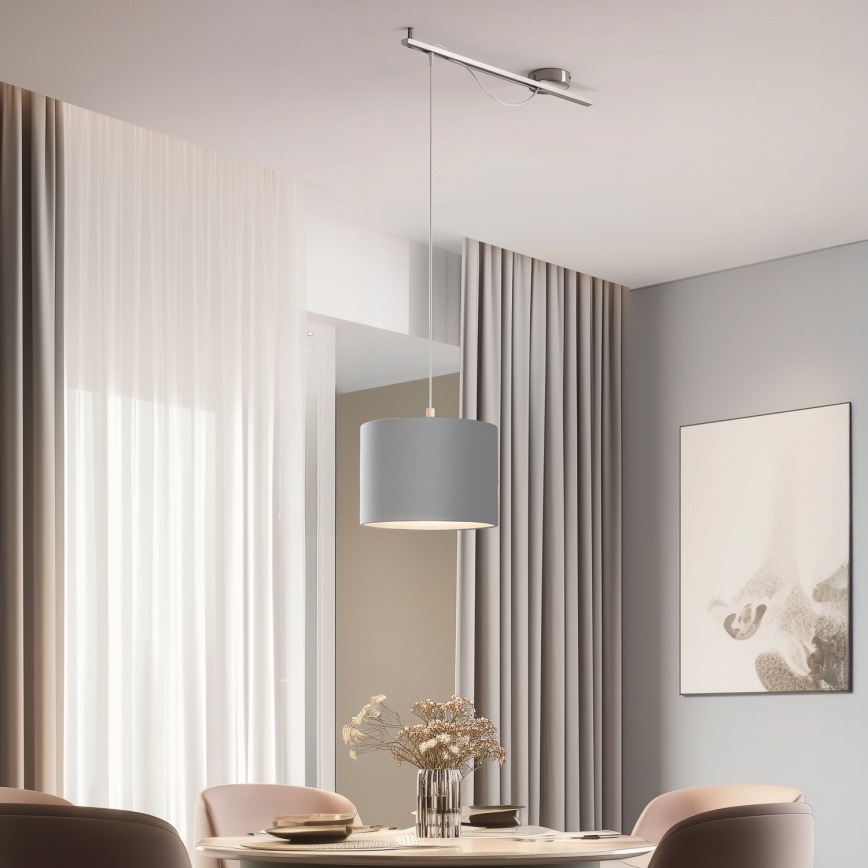 Eglo - Lampadario LED a sospensione con filo CALCENA 1xE27/60W/230V cromo/grigio