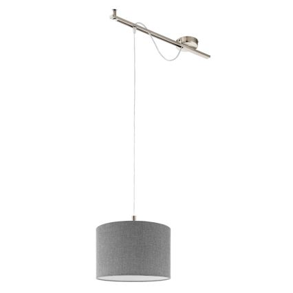 Eglo - Lampadario LED a sospensione con filo CALCENA 1xE27/60W/230V cromo/grigio