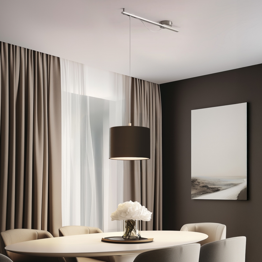 Eglo - Lampadario LED a sospensione con filo CALCENA 1xE27/60W/230V cromo/marrone