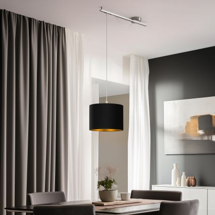 Eglo - Lampadario LED a sospensione con filo CALCENA 1xE27/60W/230V cromo/nero