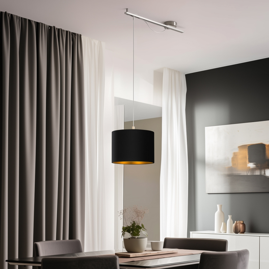 Eglo - Lampadario LED a sospensione con filo CALCENA 1xE27/60W/230V cromo/nero