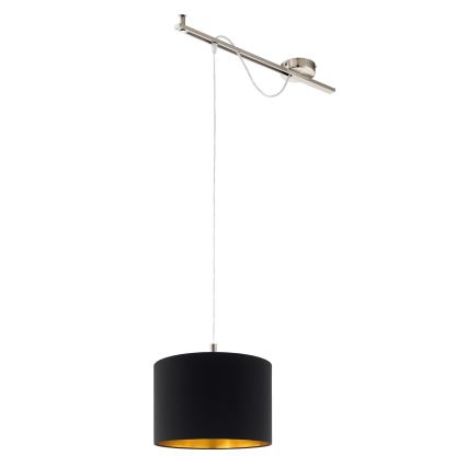 Eglo - Lampadario LED a sospensione con filo CALCENA 1xE27/60W/230V cromo/nero