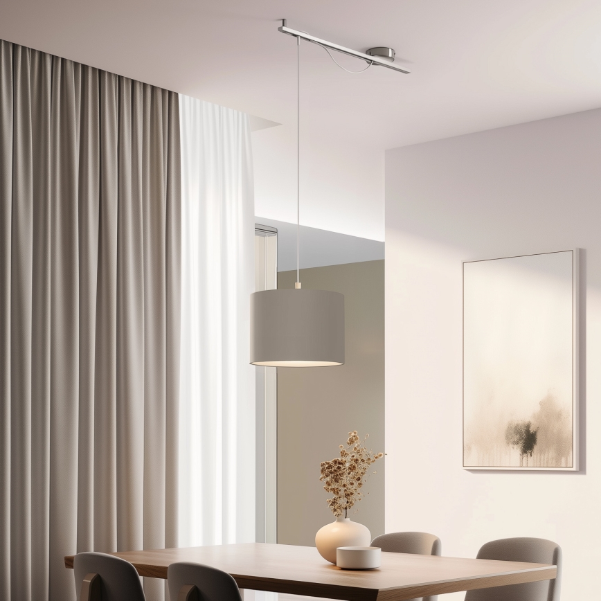 Eglo - Lampadario LED a sospensione con filo CALCENA 1xE27/60W/230V cromo/taupe
