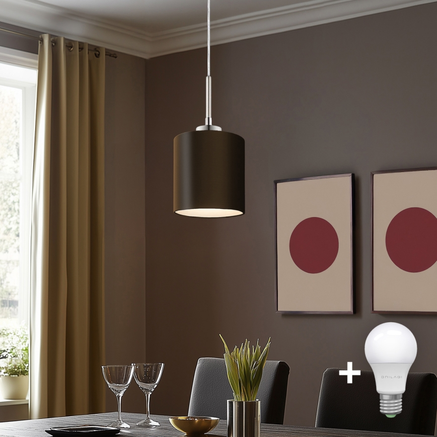 Eglo - Lampadario LED a sospensione con filo TUNJA 1xE27/60W/230V marrone