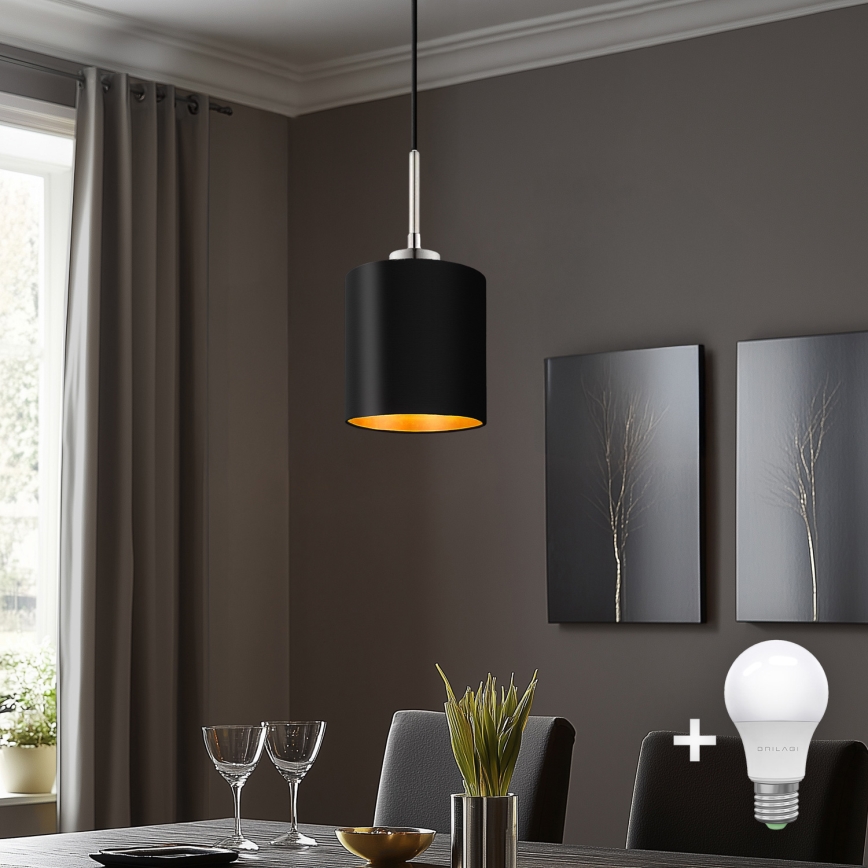 Eglo - Lampadario LED a sospensione con filo TUNJA 1xE27/60W/230V nero
