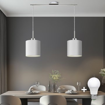 Eglo - Lampadario LED a sospensione con filo TUNJA 2xE27/60W/230V bianco