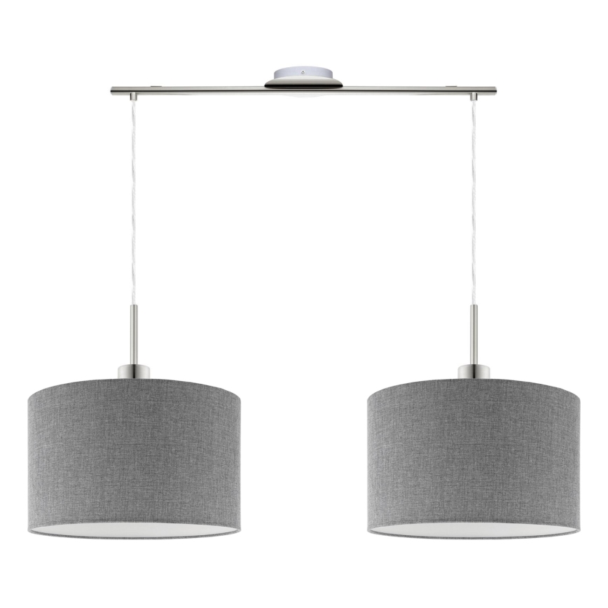 Eglo - Lampadario LED a sospensione con filo TUNJA 2xE27/60W/230V grigio