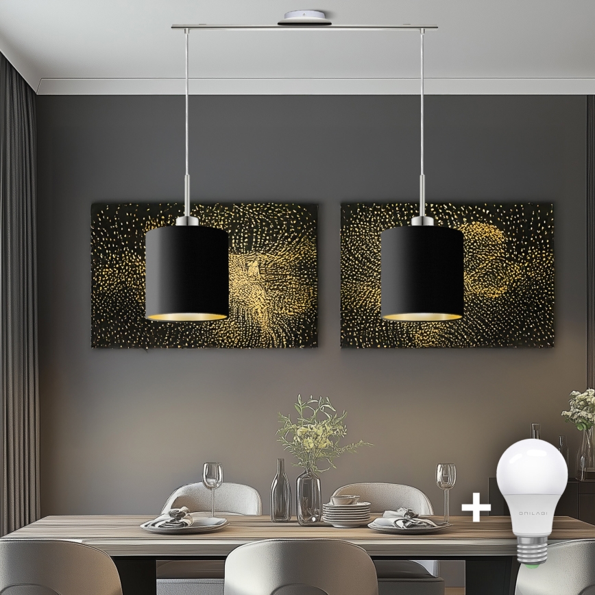 Eglo - Lampadario LED a sospensione con filo TUNJA 2xE27/60W/230V nero