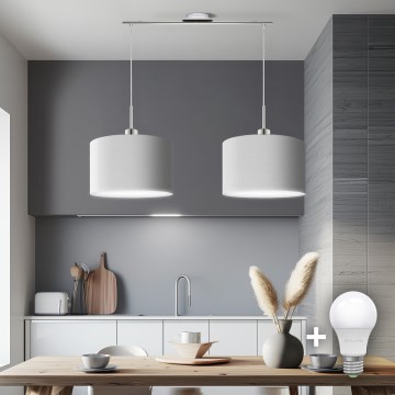 Eglo - Lampadario LED a sospensione TUNJA 2xE27/60W/230V bianco
