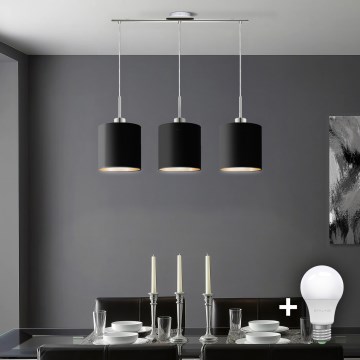 Eglo - Lampadario LED a sospensione TUNJA 3xE27/60W/230V nero