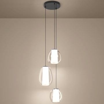 Eglo - Lampadario LED dimmerabile a sospensione con cavo LED/7W/230V + 2xLED/5,5W + 3xLED/1,6W nero cromato