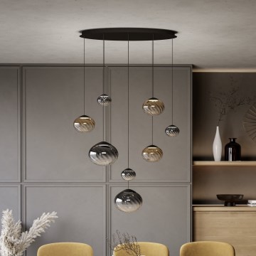 Eglo - Lampadario LED dimmerabile a sospensione su cavo 8xLED/5,8W/230V 2200-6500K nero/beige/fumé + telecomando