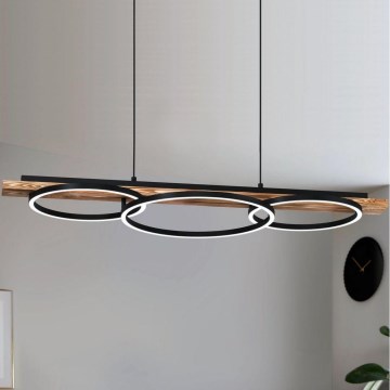 Eglo - Lampadario LED dimmerabile su cavo 2xLED/12,5W/230V+LED/15,5W 3000K marrone/nero