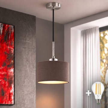 Eglo - Lampadario LED su cavo TUNJA 1xE27/60W/230V Ø 20 cm marrone/nero