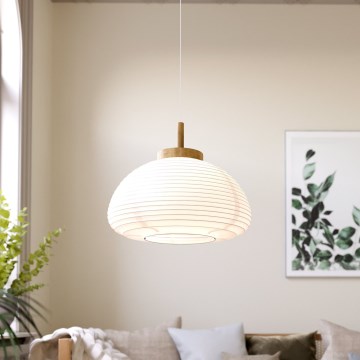 Eglo - Lampadario sospeso a cavo 1xE27/40W/230V Ø 55 cm bianco/beige