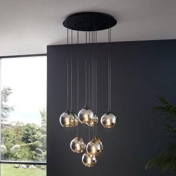 Eglo - Lampadario sospeso con cavo 10xE27/40W/230V nero/cromo lucido