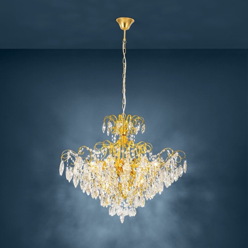Eglo - Lampadario su catena 9xE14/25W/230V dorato