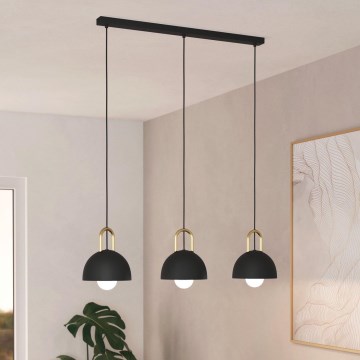 Eglo - Lampadario su corda 3xE27/40W/230V nero