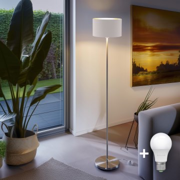 Eglo - LED  Lampada con piedistallo TUNJA 1xE27/60W/230V cromo opaco/bianco