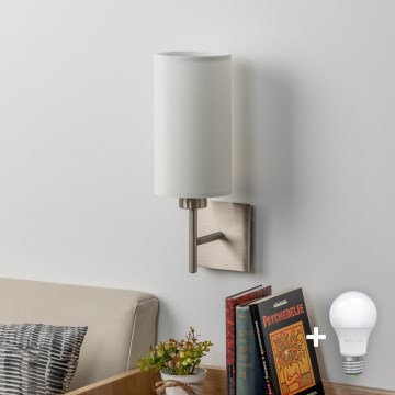 Eglo - LED Lampada da parete TUNJA 1xE27/60W/230V cromo opaco/bianco
