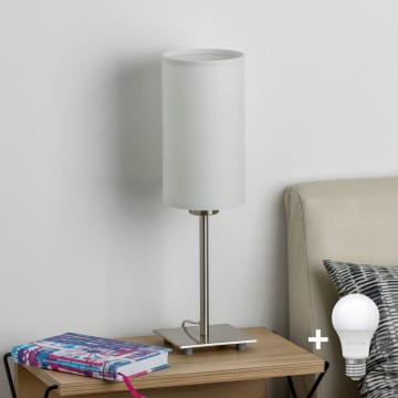 Eglo - LED  Lampada da tavolo TUNJA 1xE27/60W/230V 26,5 cm cromo opaco/bianco
