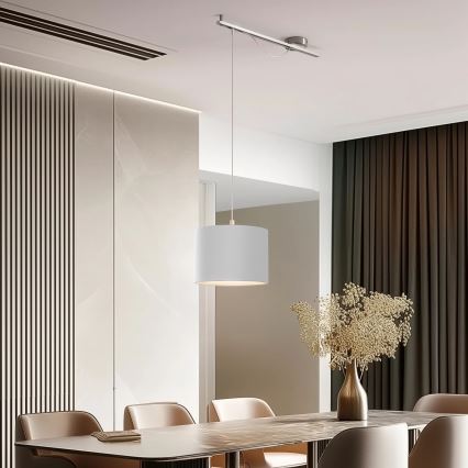 Eglo - LED  Lampadario a sospensione con filo CALCENA 1xE27/60W/230V cromo opaco/bianco