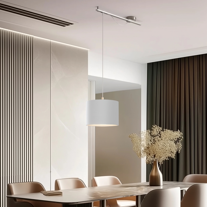 Eglo - LED  Lampadario a sospensione con filo CALCENA 1xE27/60W/230V cromo opaco/bianco