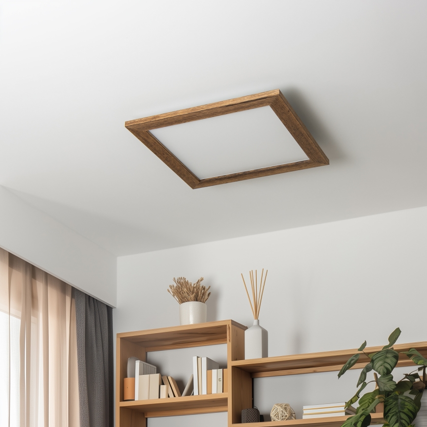 Eglo - LED Pannello fisso dimmerabile SALOBRENA 2 WOOD LED/25W/230V 4000K 49,5x49,5 cm marrone