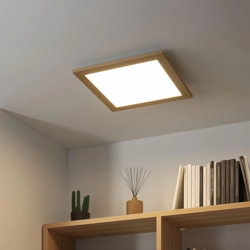 Eglo - LED RGB Pannello fisso dimmerabile SALOBRENA-C WOOD LED/24W/230V 2700-6500K 45x45 cm marrone + telecomando