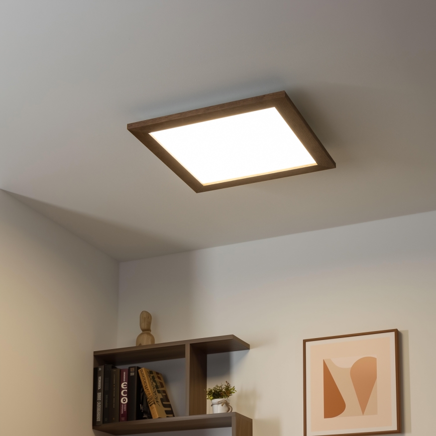Eglo - LED RGB Pannello fisso dimmerabile SALOBRENA-C WOOD LED/24W/230V 2700-6500K 49,5x49,5 cm marrone scuro + telecomando