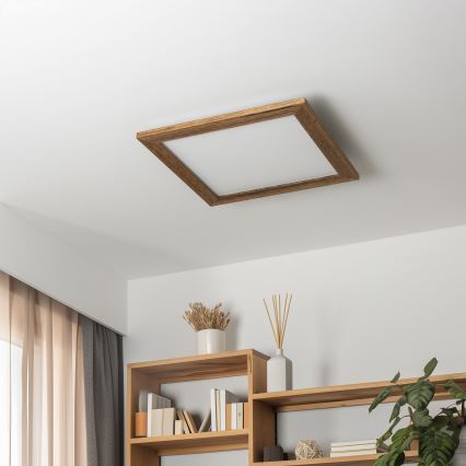 Eglo - LED RGBW Pannello fisso dimmerabile SALOBRENA-C WOOD LED/21W/230V 2700-6500K 49,5x49,5 cm marrone + telecomando