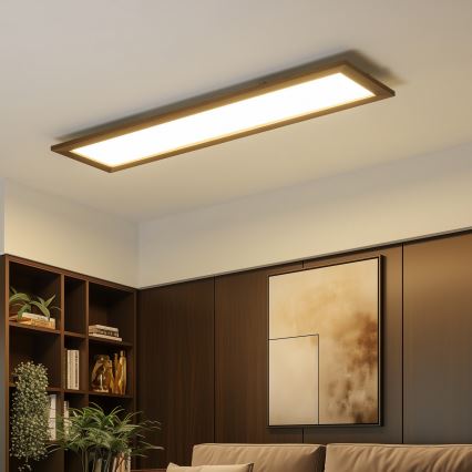 Eglo - Pannello LED RGBW dimmerabile da superficie/incasso SALOBRENA-C WOOD LED/34W/230V 2700-6500K 34x124 cm marrone scuro + telecomando