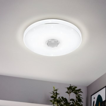 Eglo - LED RGBW Plafoniera dimmerabile da bagno con altoparlante LED/19W/230V 3000-6500K IP44 diametro 39 cm bianco + telecomando