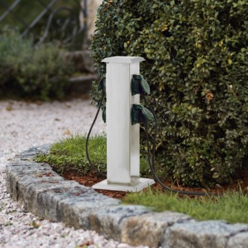 EGLO - Multipresa verticale da esterno verde SCHUKO IP44