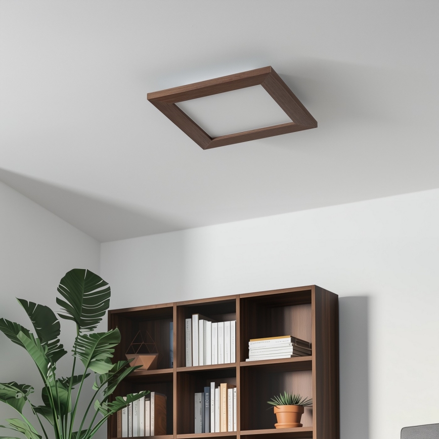 Eglo - Pannello LED RGBW dimmerabile a montaggio superficiale SALOBRENA-C WOOD LED/16W/230V 2700-6500K 34x34 cm marrone scuro + telecomando