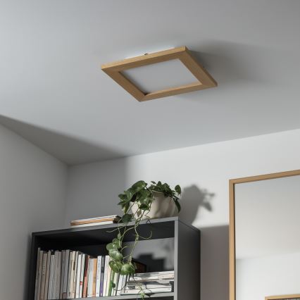 Eglo - Pannello LED RGBW a montaggio superficiale dimmerabile SALOBRENA-C WOOD LED/16W/230V 2700-6500K 34x34 cm marrone + telecomando