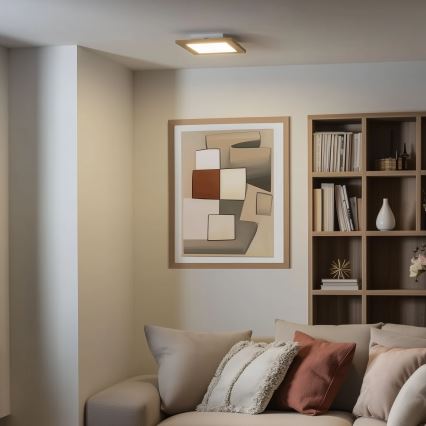 Eglo - Pannello LED RGBW a montaggio superficiale dimmerabile SALOBRENA-C WOOD LED/16W/230V 2700-6500K 34x34 cm marrone + telecomando