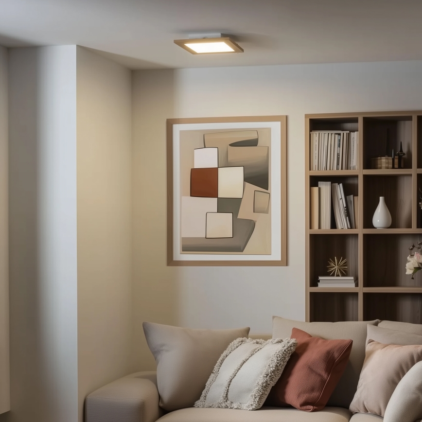 Eglo - Pannello LED RGBW a montaggio superficiale dimmerabile SALOBRENA-C WOOD LED/16W/230V 2700-6500K 34x34 cm marrone + telecomando